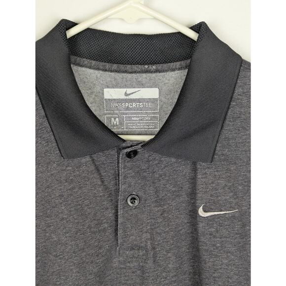 Nike Sports Tee Sz M  Black/Greys fit dry mens polo Chest42"Length27"collared SS - Picture 7 of 8